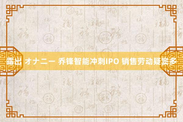 露出 オナニー 乔锋智能冲刺IPO 销售劳动疑窦多