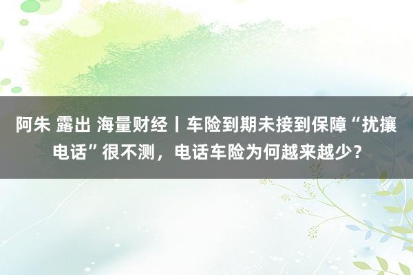 阿朱 露出 海量财经丨车险到期未接到保障“扰攘电话”很不测，电话车险为何越来越少？